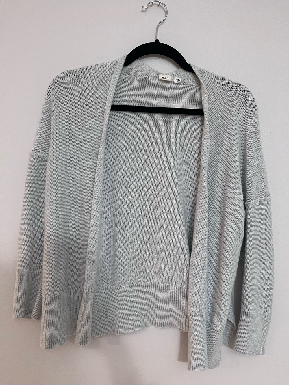 Gap Light Gray Open-Front Knit Cardigan Sweater